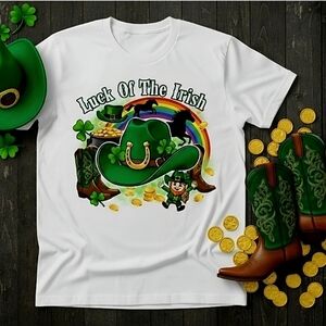 Luck of the Irish St Patrick’s Day Tee • Leprechaun Rainbow Graphic Shirt •